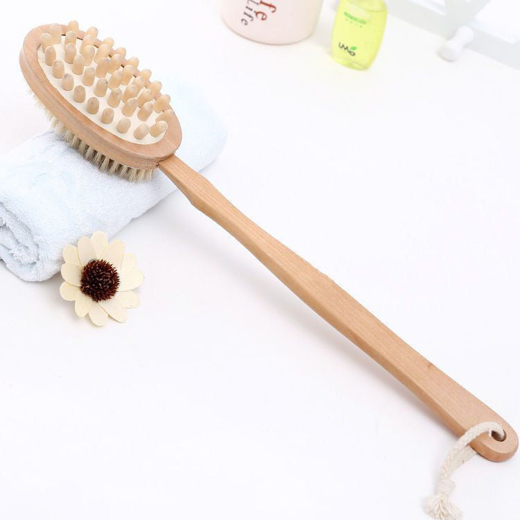 Long-Handle Double-Sided Bath Brush & Body Massager