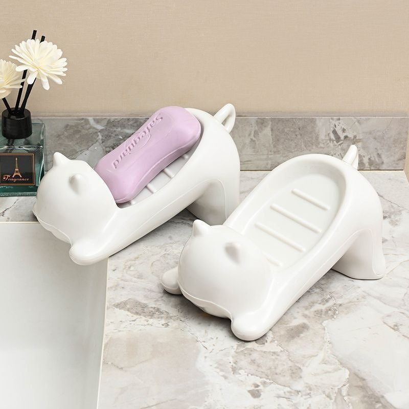Cat-Shaped Self-Draining Soap Dish