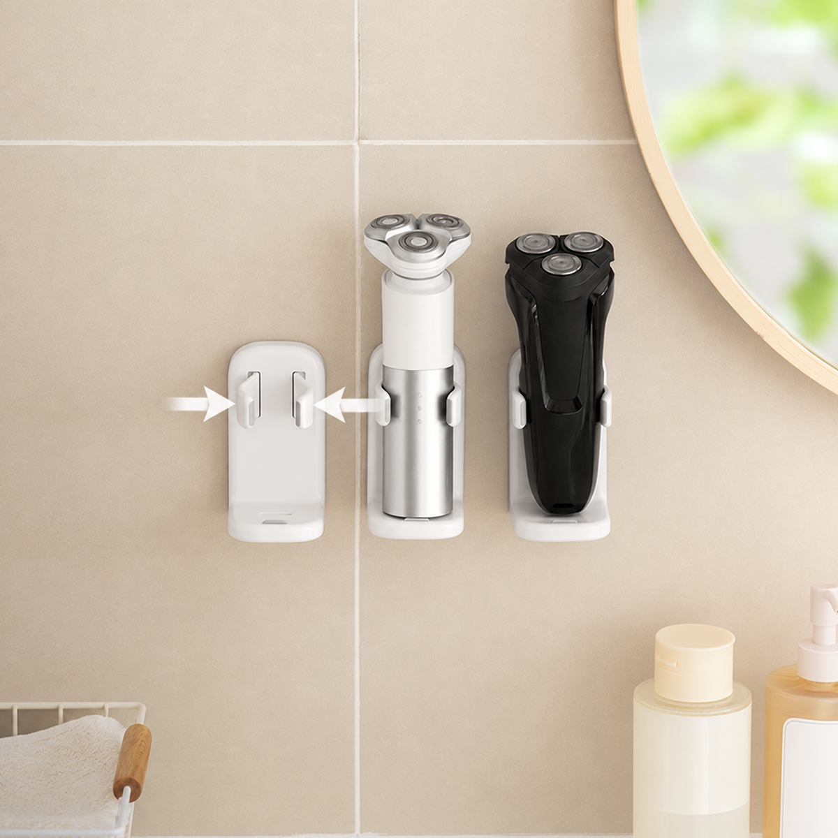 Wall-Mounted Razor & Electric Shaver Holder