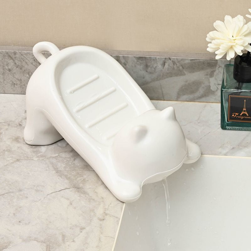 Cat-Shaped Self-Draining Soap Dish