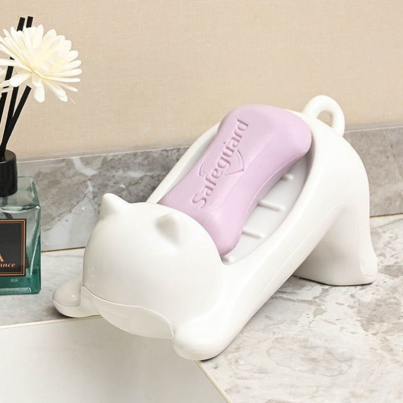 Cat-Shaped Self-Draining Soap Dish