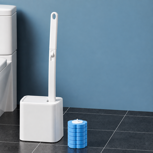 Disposable Toilet Brush with Replaceable Cleaning Heads