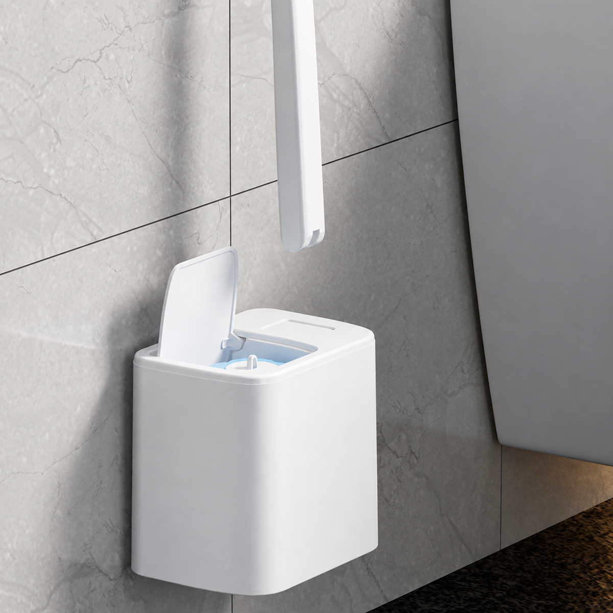 Disposable Toilet Brush with Replaceable Cleaning Heads